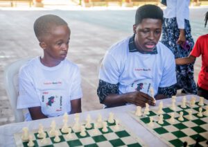 Children with disabilities playing chess